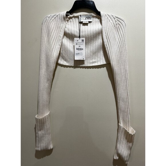 NWT ~ Zara Long Seeve Open Sweater Cream Color ~ Size Medium - Picture 2 of 5